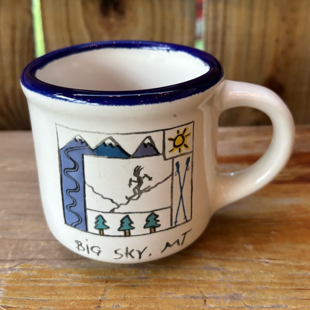 Big Sky Montana Handmade Hand Painted Pottery Coffee Mug 9oz
